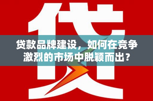 开化贷款品牌建设，如何在竞争激烈的市场中脱颖而出？