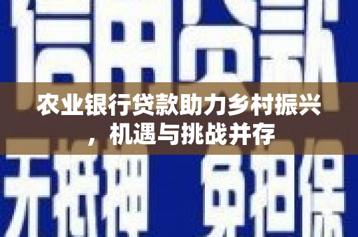 乐清农业银行贷款助力乡村振兴，机遇与挑战并存